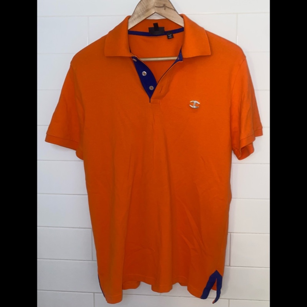 Orange & Navy Collared Short Sleeve